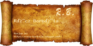 Rácz Borbála névjegykártya